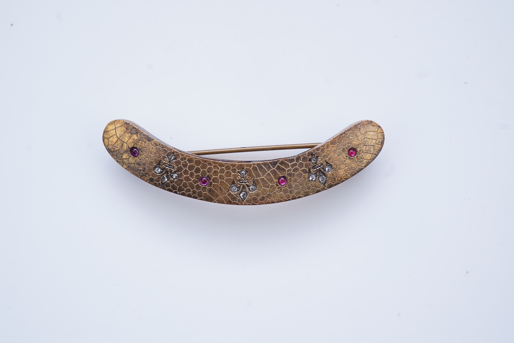 A ruby and diamond brooch, France, circa 1900, composite